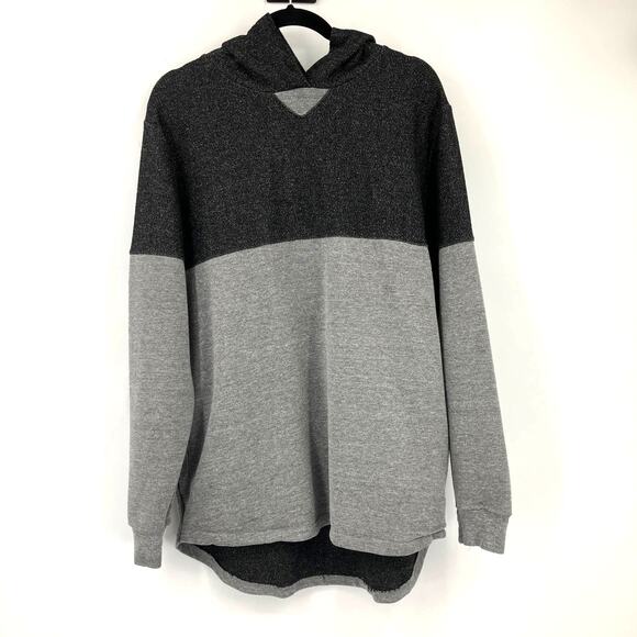 Alternative Apparel Gray Colorblock Inseam Pockets Long Sleeve Hoodie Sweatshirt - Picture 1 of 9